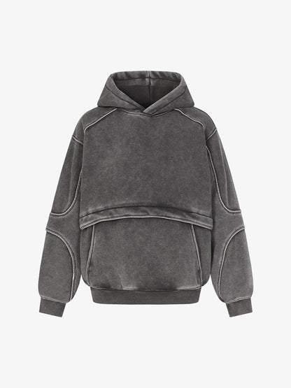 Retro Deconstructed Patchwork Washed Hoodie 