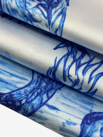 Blue Sketch Mythological Cuban Shirt