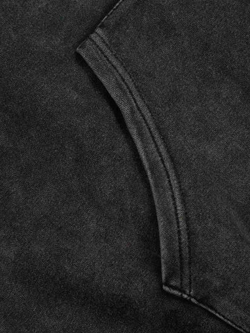 Vintage Washed Panel Construction Zip-Up Hoodie 