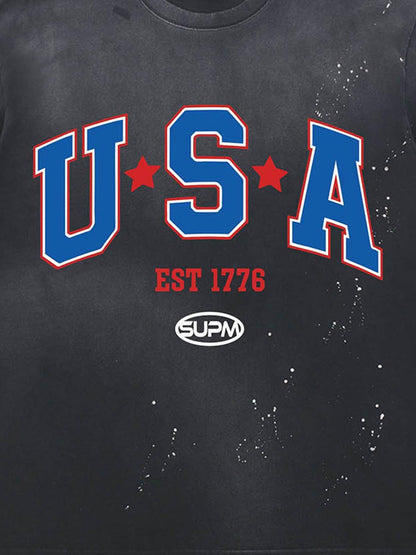 USA Graphic Splatter Washed T-Shirt