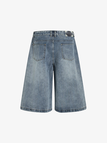 Floral Washed Denim Shorts