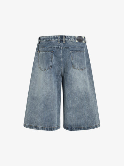 Floral Washed Denim Shorts