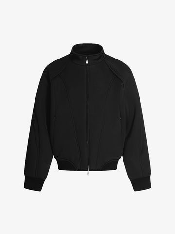 Panel Cut Stand Collar Zip Up Jacket 