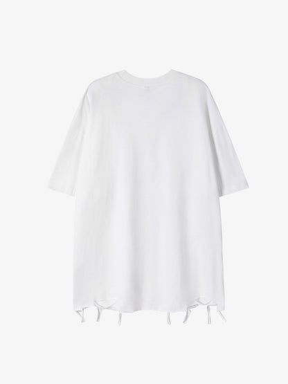 Dark Letter Graphic T-Shirt with Necklace Detail