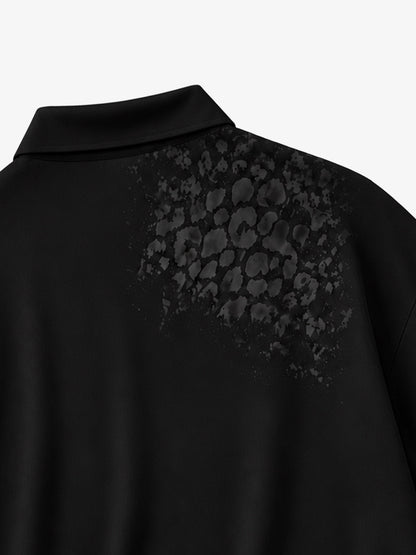 Cotton Polo Shirt with Script Logo and Leopard Print Detail