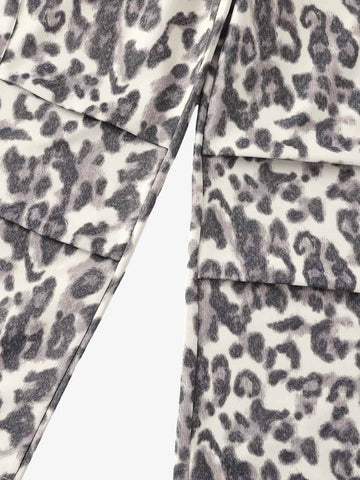 Leopard Print Pleated Drawstring Pants
