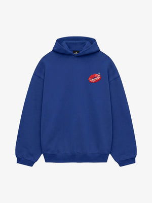 Oversized Hoodie with Lip Print Embroidery