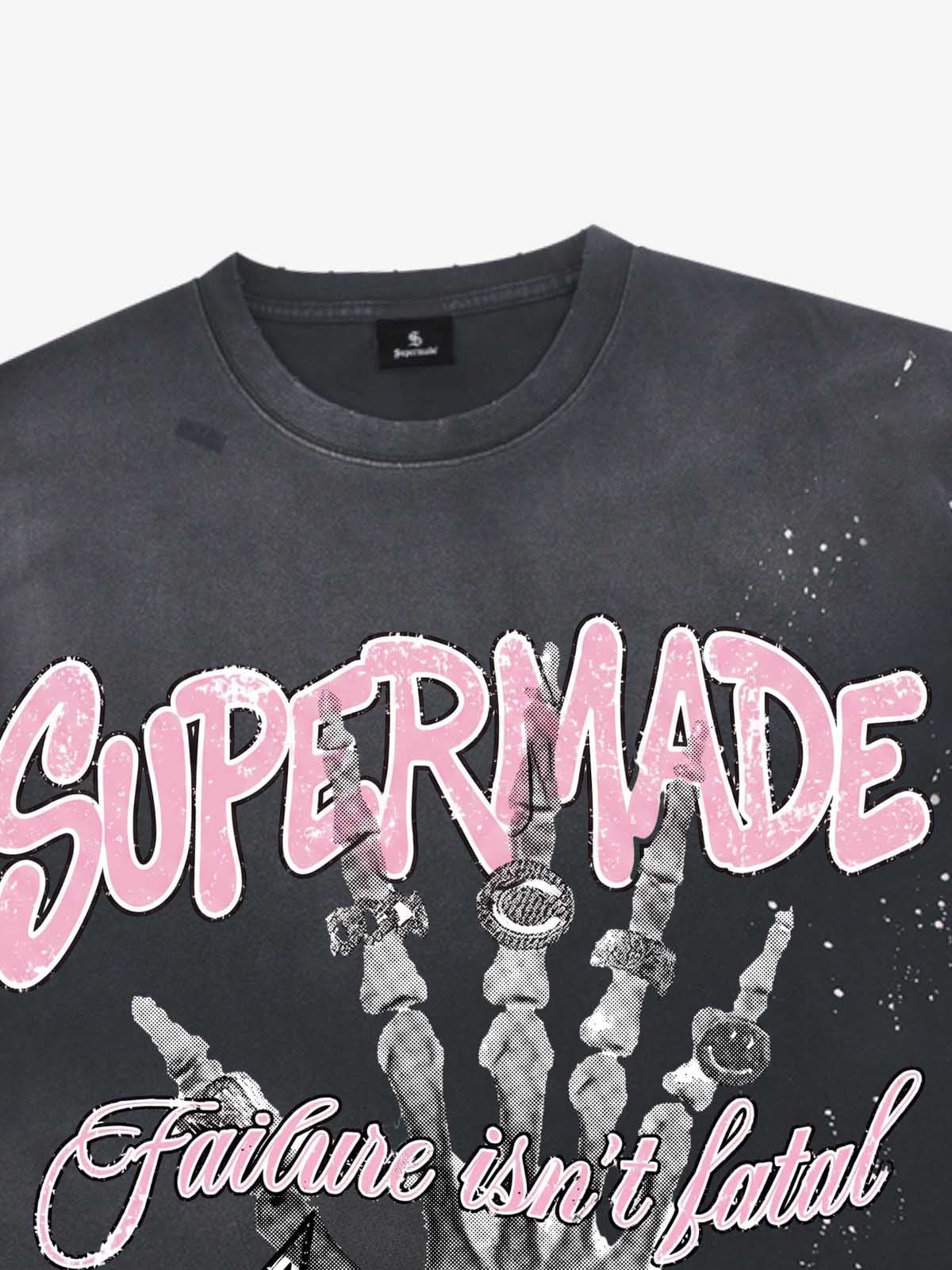 Graffiti Skull Graphic Paint Splatter Tee
