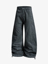 Drawstring Cuffs Curved Pleated Pants