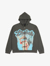 Vintage Blindfolded Angel Rhinestone Zip-Up Hoodie 