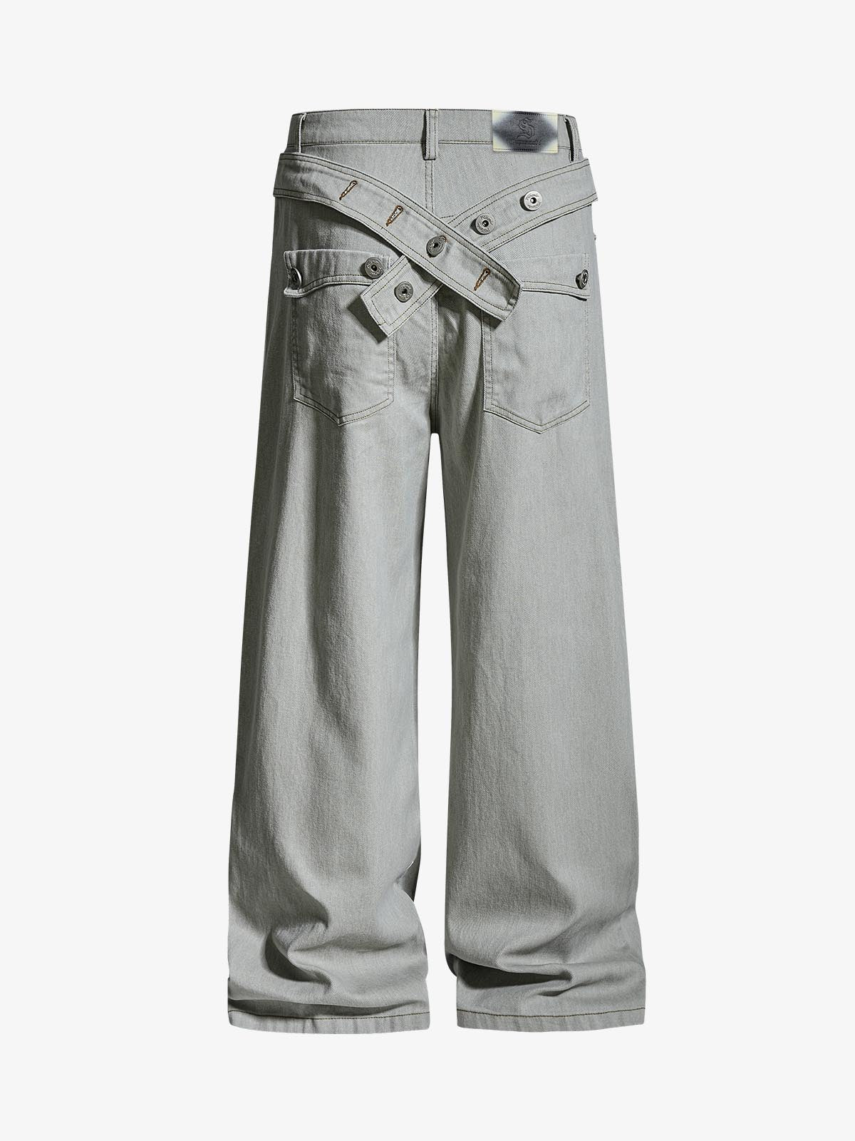 Cross Buckle Strap Wide Leg Pants