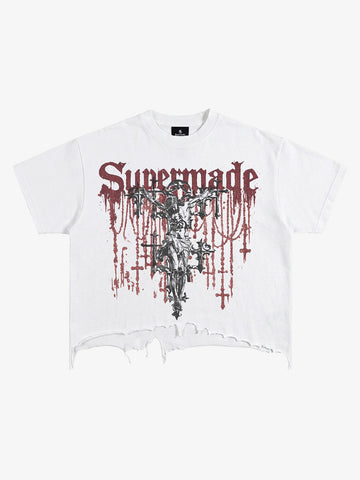 Raw Hem Cotton Crop Tee