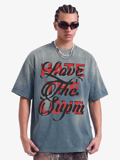 Retro Color-Blocked Lettering T-Shirt