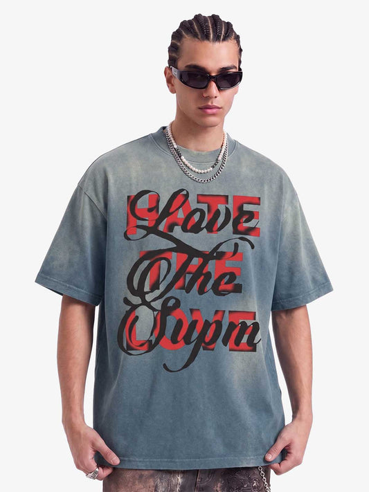 Retro Color-Blocked Lettering T-Shirt