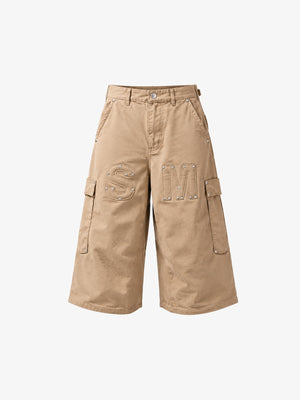 Studded Appliqué Cargo Shorts