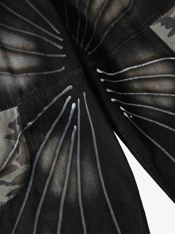 Butterfly Spray Graphic Camo Pocket Barrel Jeans 