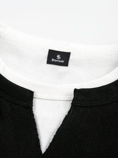 Layered Crewneck Star Print Long-Sleeve T-Shirt 