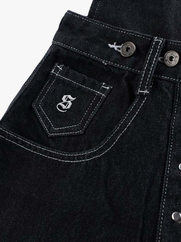 Detachable One-Shoulder Denim Overalls 