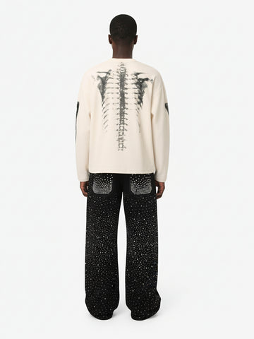 Skeleton Graphic Waffle Sweatshirt - 2495