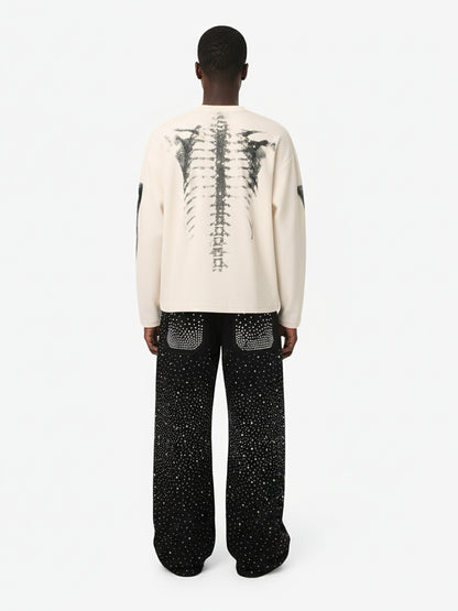 Skeleton Graphic Waffle Sweatshirt - 2495