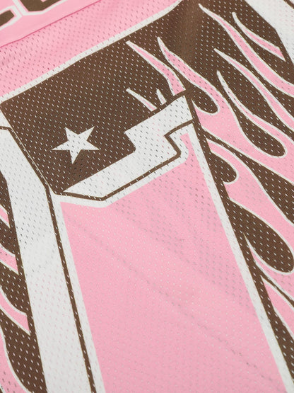 Pink Flame Print Jersey T-shirt - 2390 