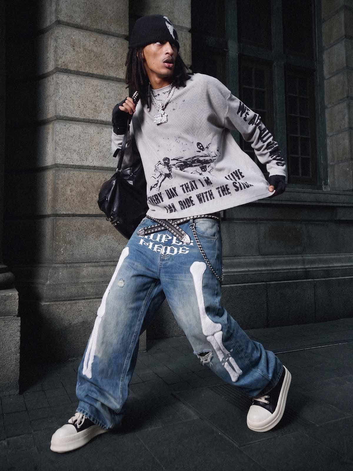 Fractured Bone Baggy Jeans