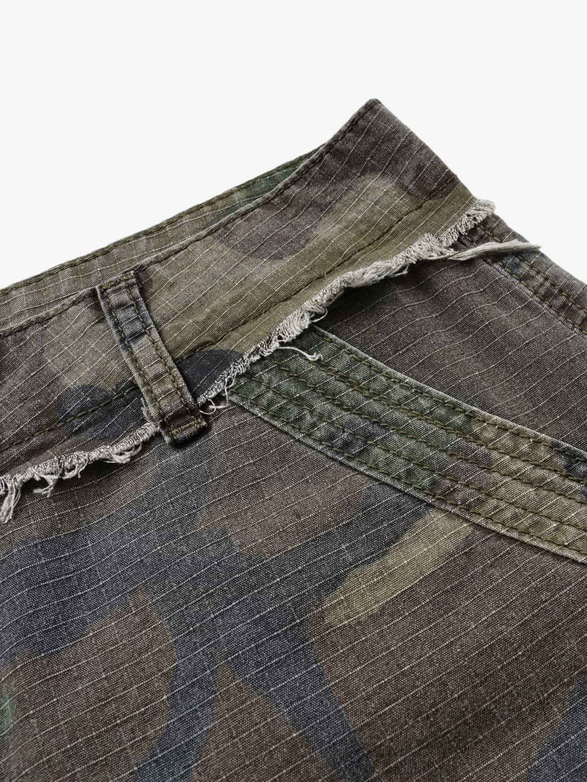 Ripstop Camo Cargo Pants – Utility Pocket Military-Inspired Trousers