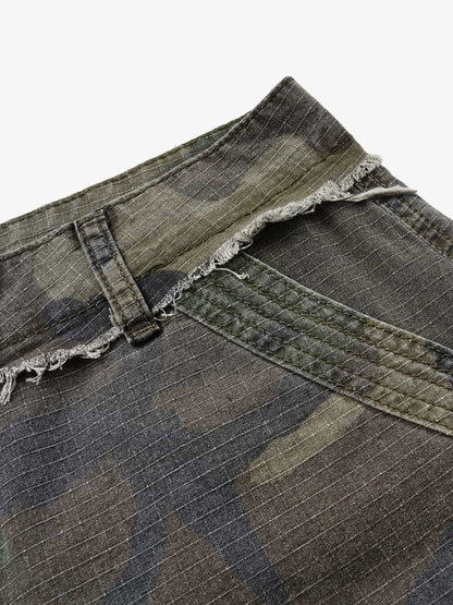 Ripstop Camo Cargo Pants – Utility Pocket Military-Inspired Trousers