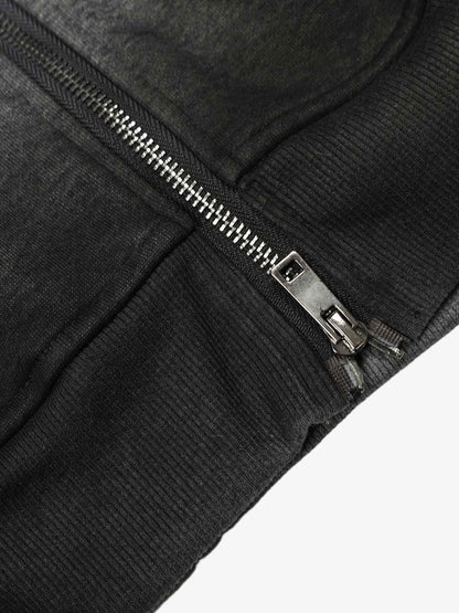 Distressed Studded Gradient Zip Up Hoodie 