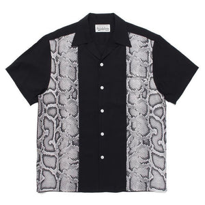 Snakeskin Patchwork Button-Up Shirt