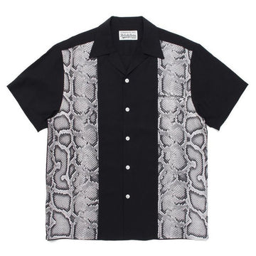 Snakeskin Patchwork Button-Up Shirt