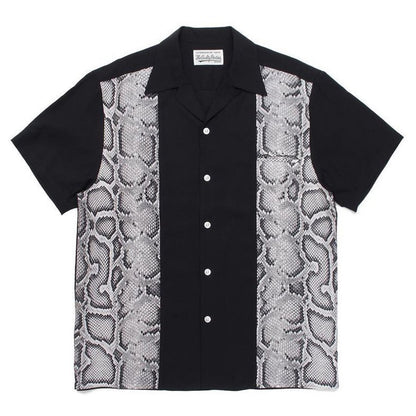 Snakeskin Patchwork Button-Up Shirt