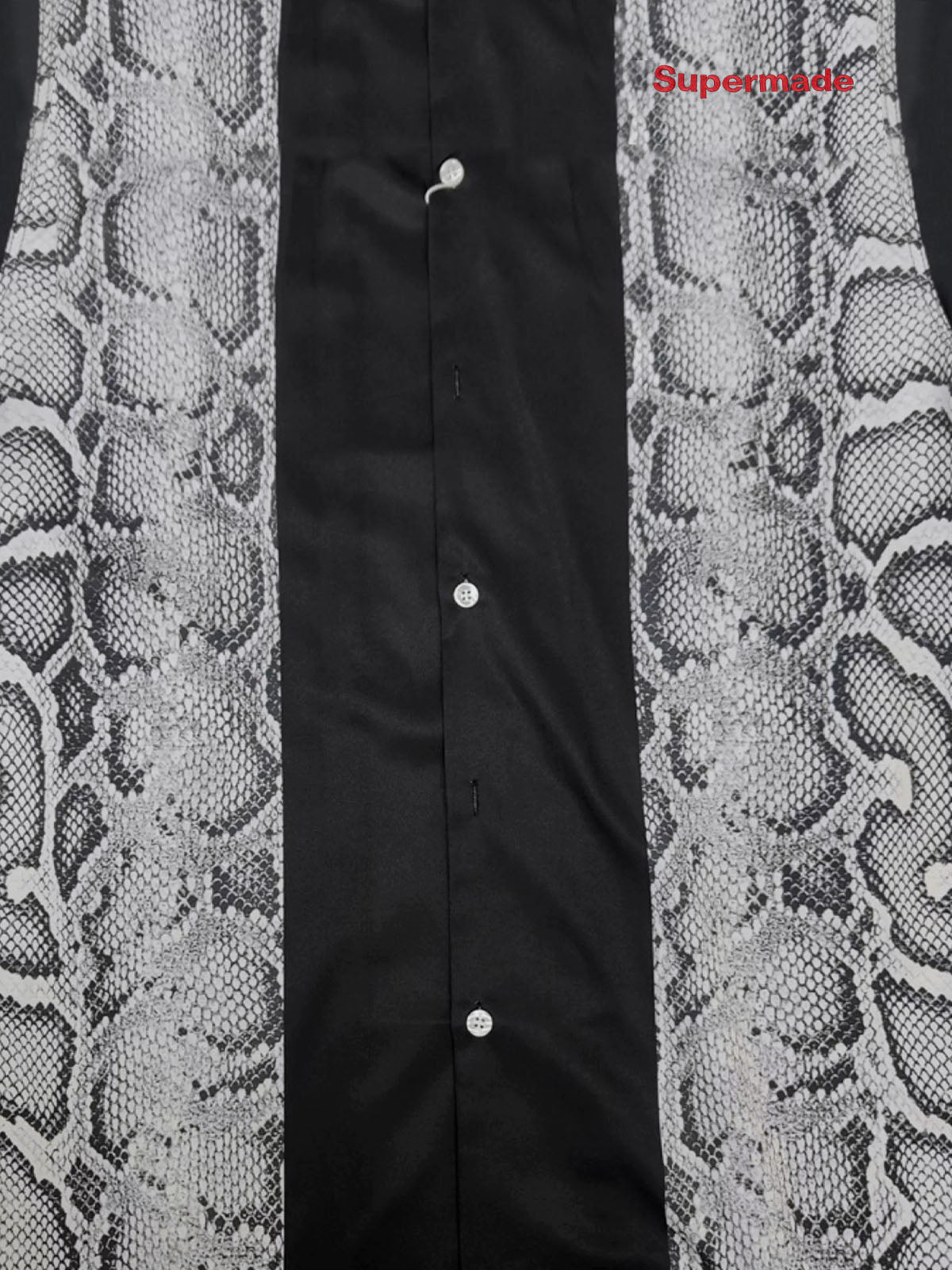 Snakeskin Patchwork Button-Up Shirt