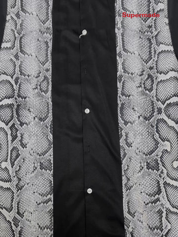 Snakeskin Patchwork Button-Up Shirt