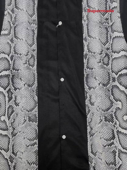 Snakeskin Patchwork Button-Up Shirt