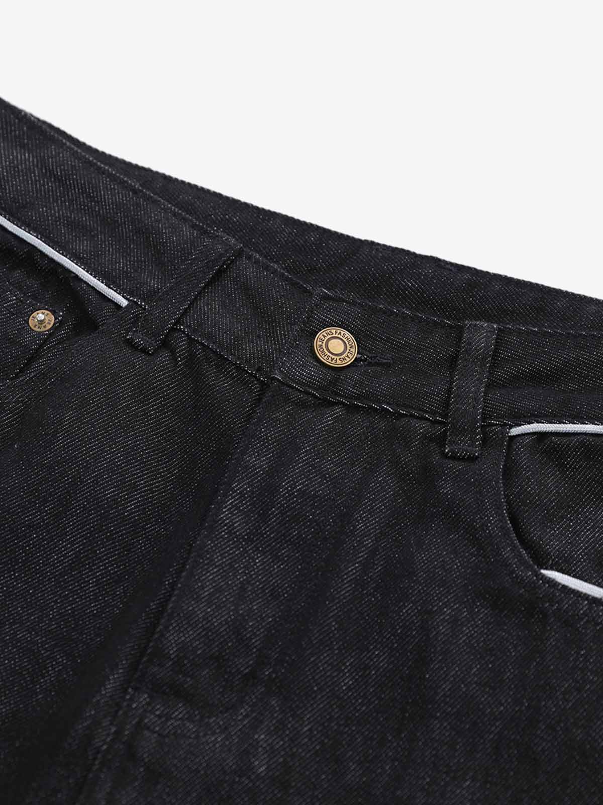 Vintage Contrast Trim Dark Wash Jeans