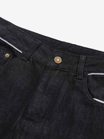Vintage Contrast Trim Dark Wash Jeans