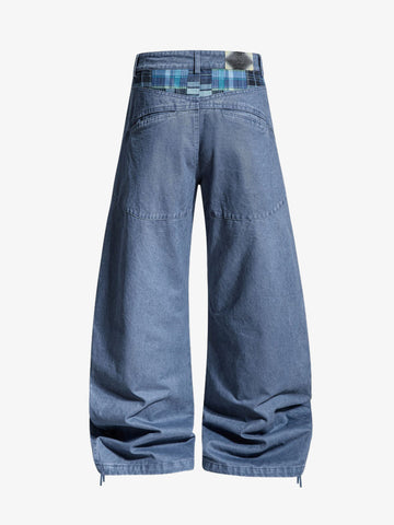 Drawstring Cuffs Curved Pleated Pants