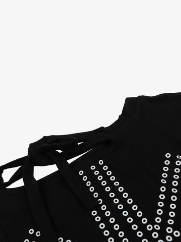 Flag Graphic Off-Shoulder T-Shirt