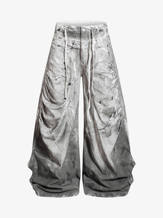 Distressed Wide-Leg Trousers