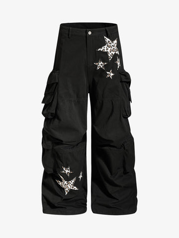 Cotton Twill Utility Jacket with Star & Leopard Embroidery