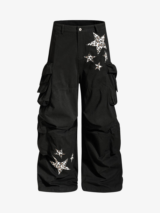Cotton Twill Utility Jacket with Star & Leopard Embroidery