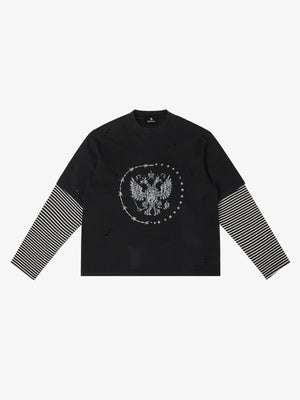 Double Layered Distressed Washed Short Sleeve Tee
