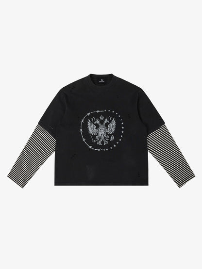 Double Layered Distressed Washed Short Sleeve Tee