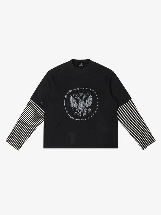 Double Layered Distressed Washed Short Sleeve Tee