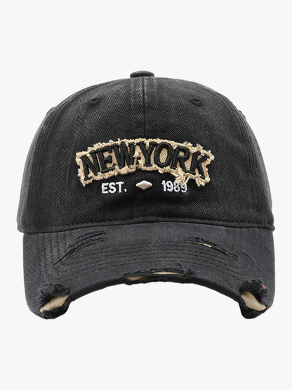Vintage Washed Distressed Letter Embroidery Baseball Cap 