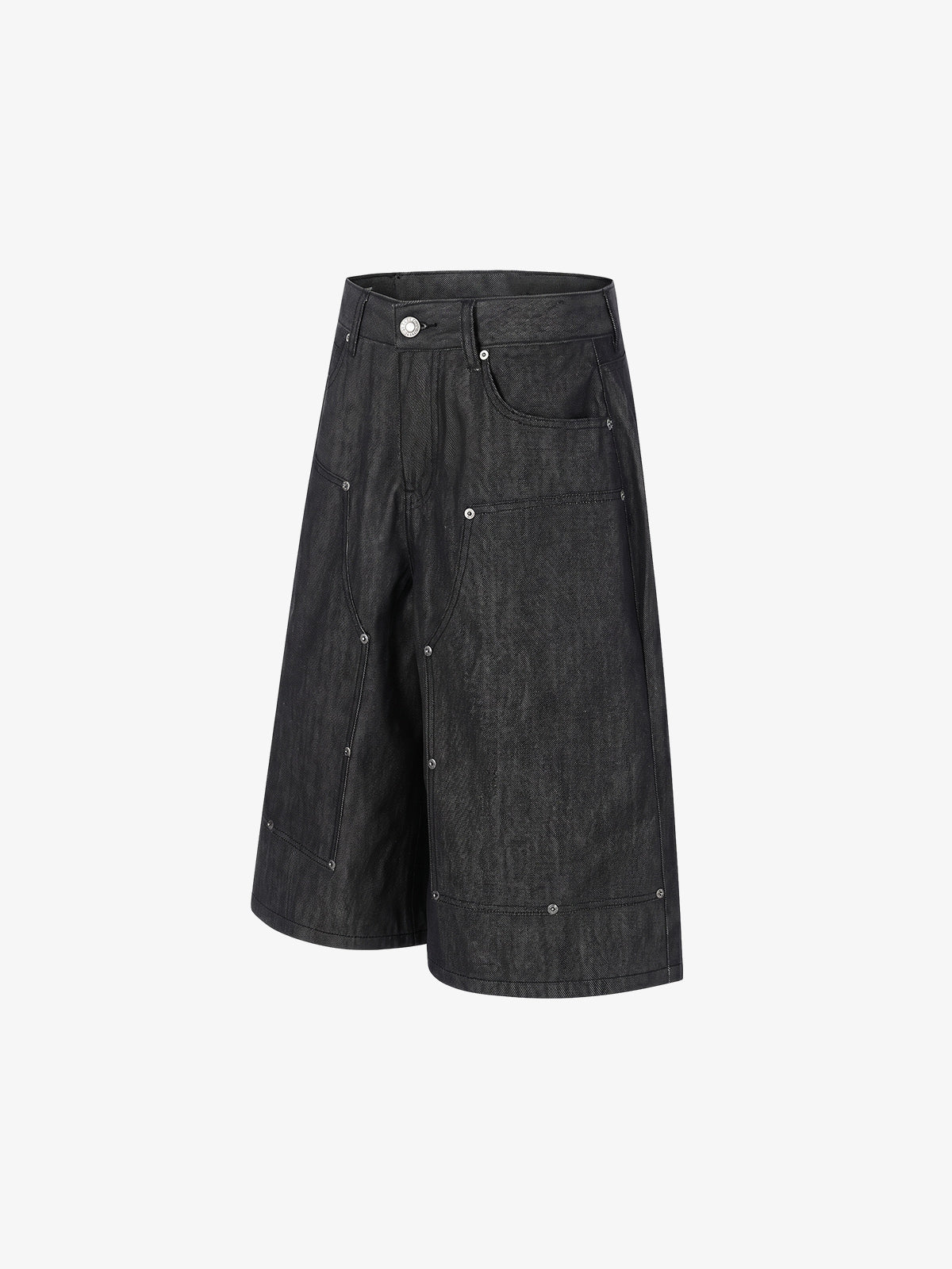 Patchwork Stud Denim Shorts