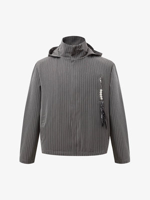Deconstructed Striped Hooded Cropped Jacket