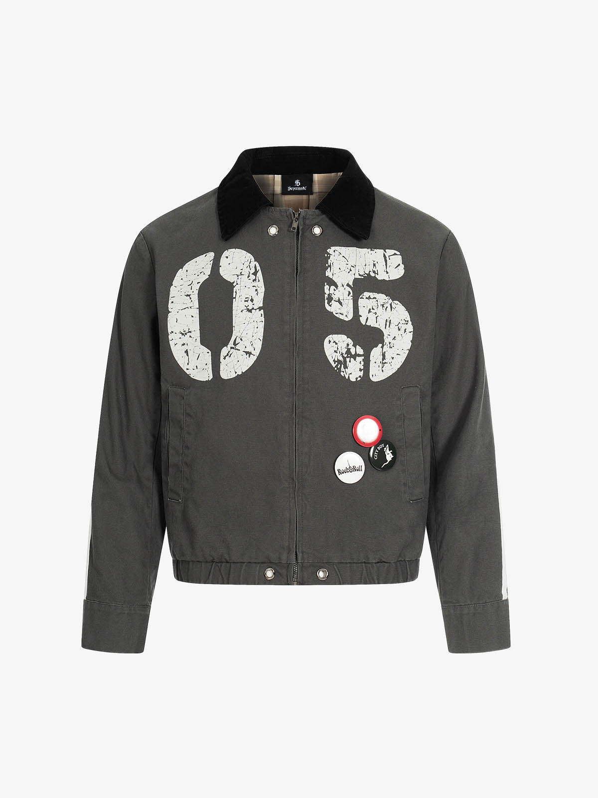 Badge Striped Boxy Fit Detroit Jacket