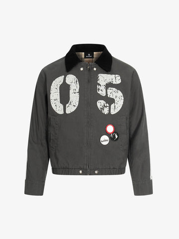 Badge Striped Boxy Fit Detroit Jacket